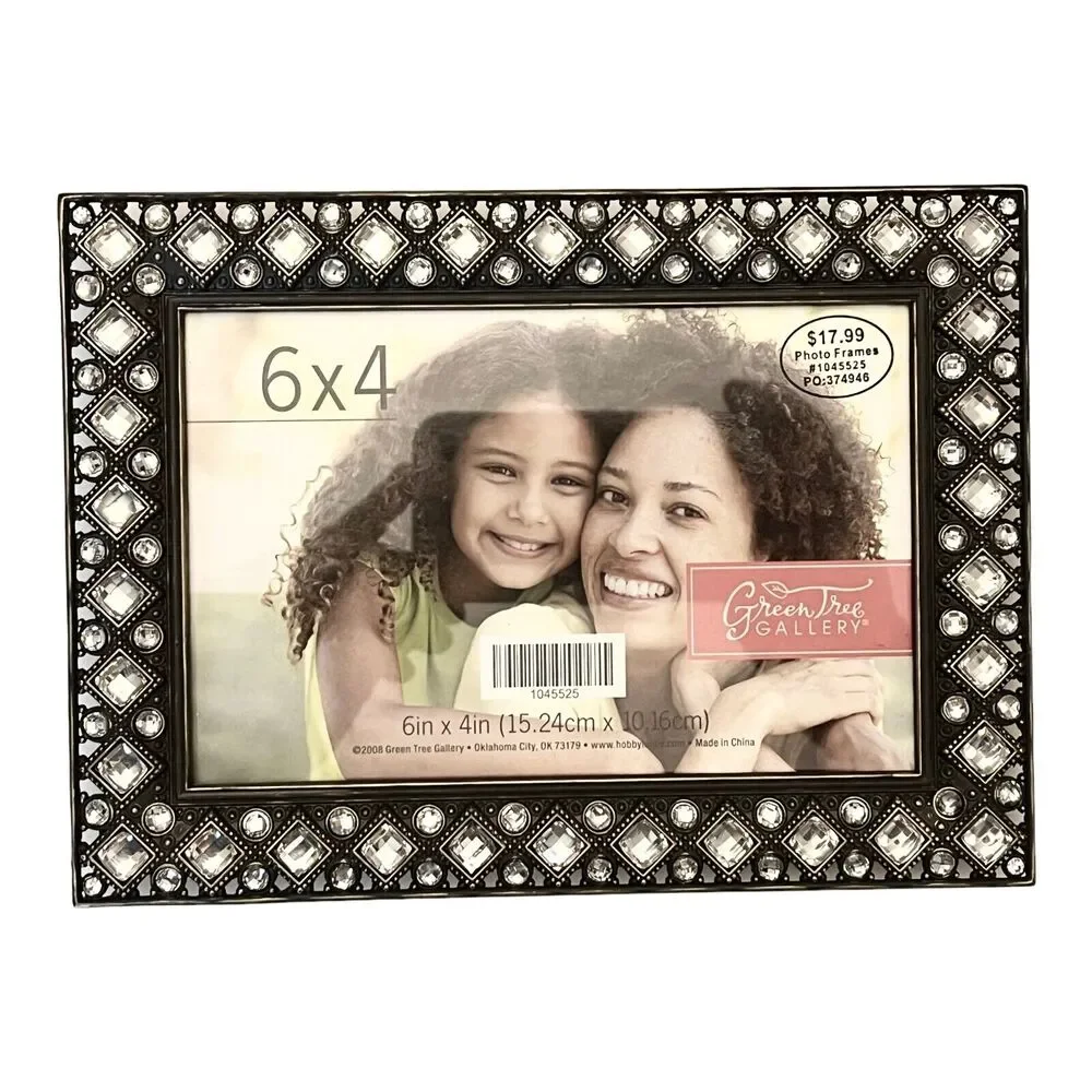 NEW Rhinestone & Bronze Metal PICTURE FRAME 4x6 Vertical or Horizontal Western